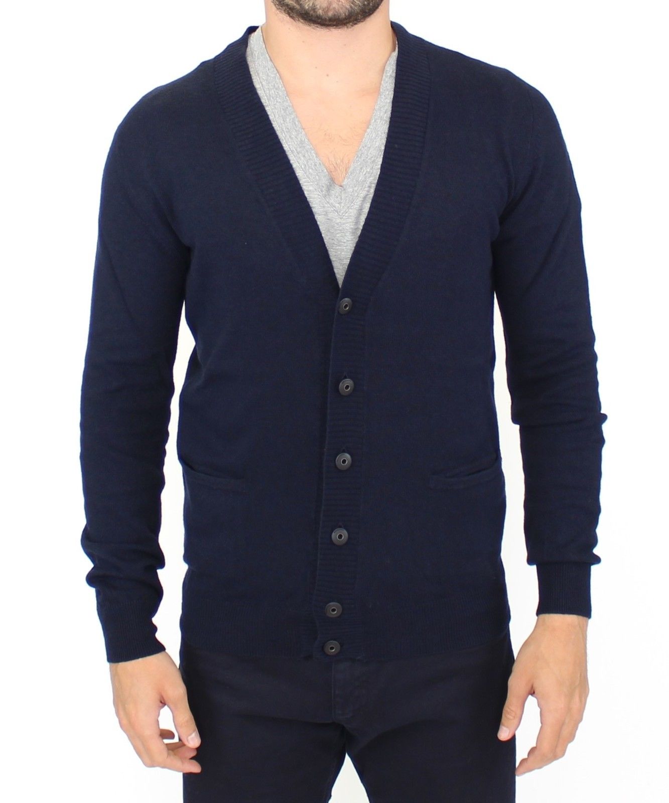 Blå Ermanno Scervino cardigan i uld og kashmir