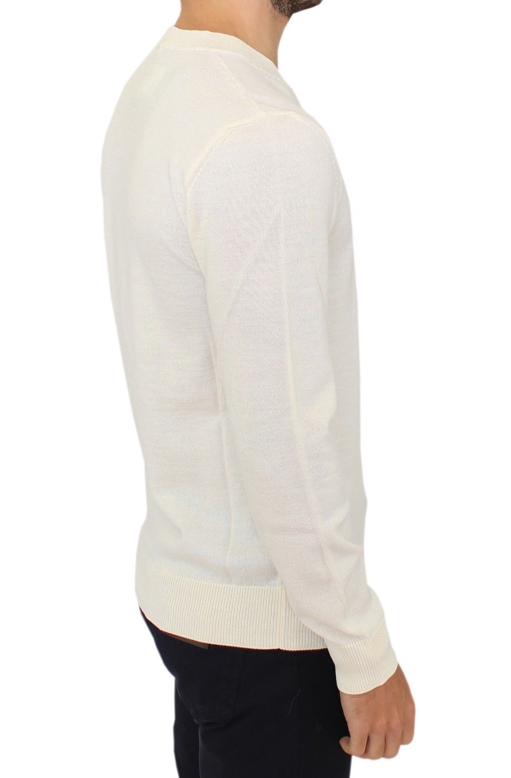 Offwhite Ermanno Scervino V-hals pullover i uldblanding