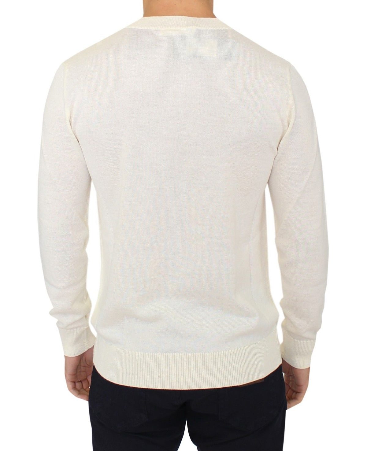 Offwhite Ermanno Scervino V-hals pullover i uldblanding