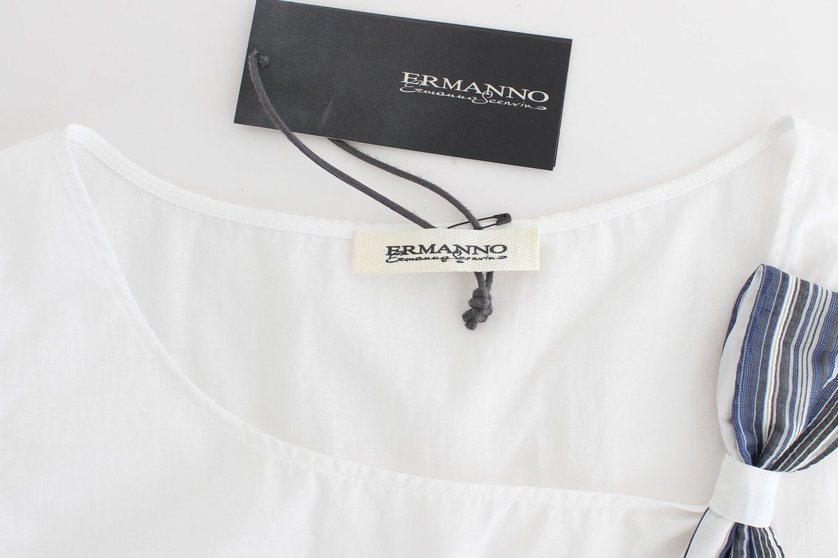 Ermanno Scervino hvid og blå top i bomuldsblanding