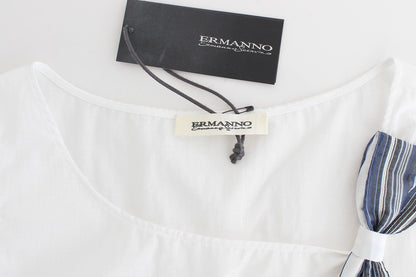 Ermanno Scervino hvid og blå top i bomuldsblanding