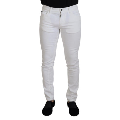 Dolce & Gabbana White Slim Skinny Stretch Cotton Denim Jeans