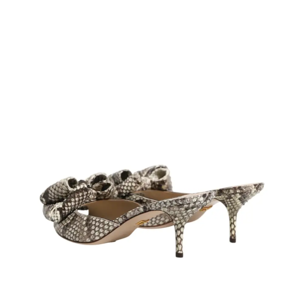 Dolce & Gabbana multicolor Keira bow leather snake-print mule heels med bue