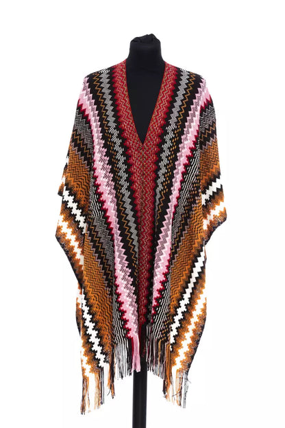 Missoni flerfarvet poncho i uldblanding