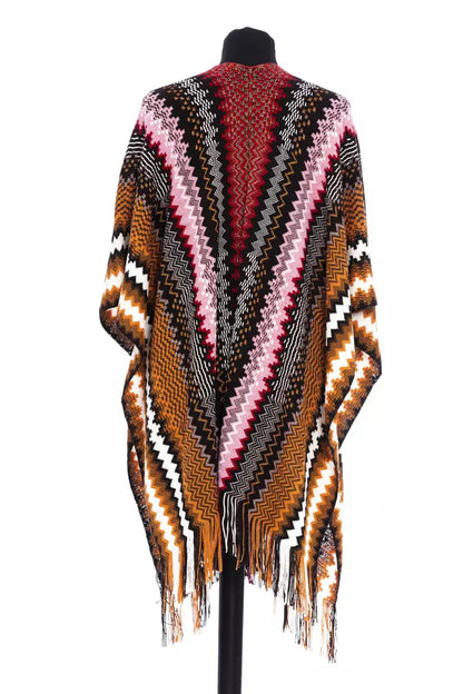 Missoni flerfarvet poncho i uldblanding