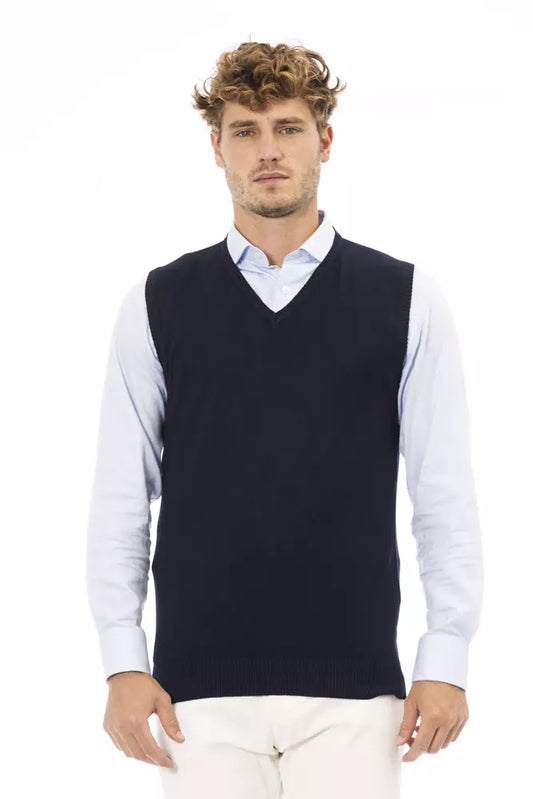 Alpha Studio Blue Viscose Men Jacket
