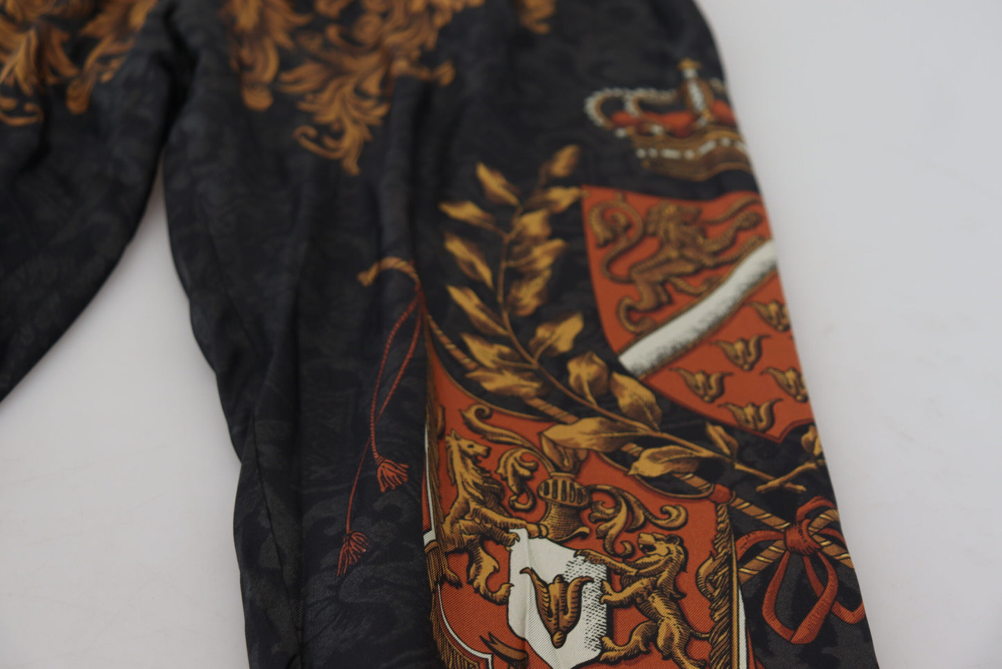 Dolce & Gabbana Grå Silke Baroque Crown Bukser & Jeans Sport Bukser & Jeans