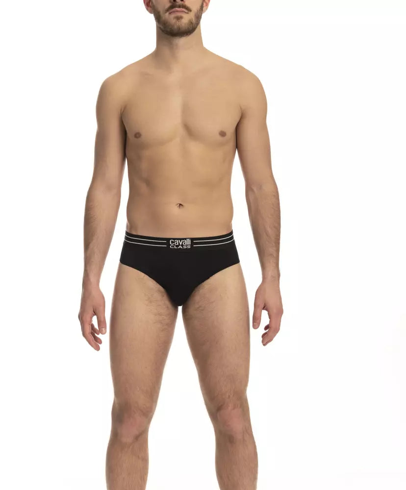 Cavalli Class Black Cotton Men Underwear Tri-Pack