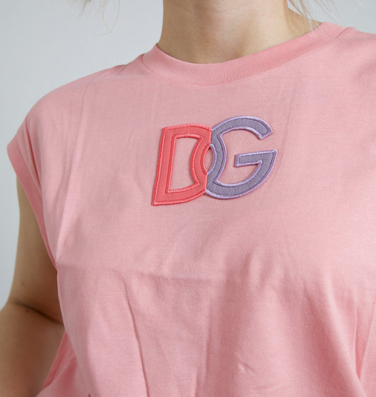 Dolce & Gabbana pink tanktop i bomuld med rund hals