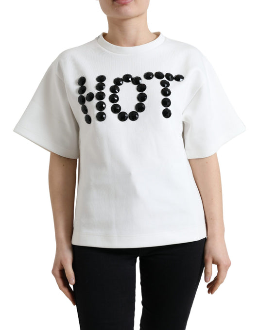 Hvid Dolce & Gabbana T-shirt i bomuldsblanding med stræk