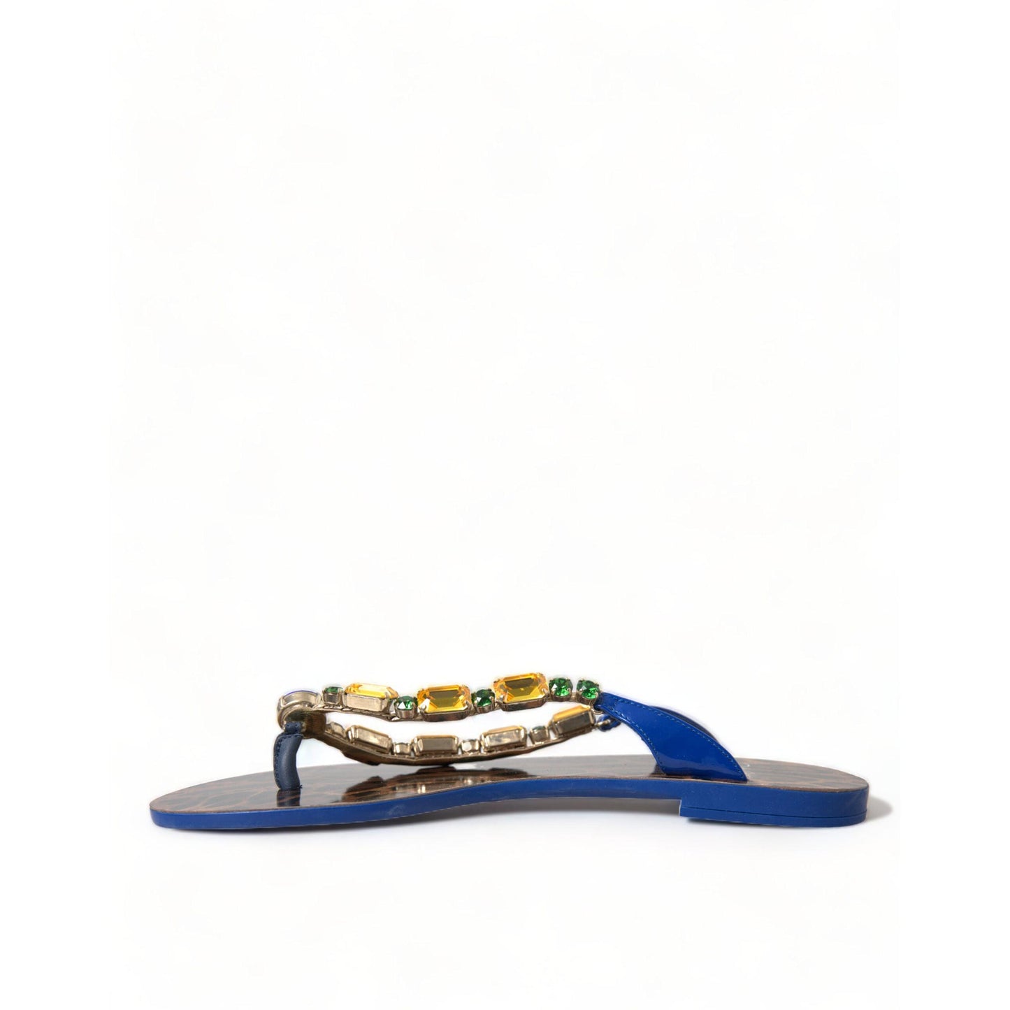 Dolce & Gabbana Blue Crystals Flats Sandals Beachwear Shoes