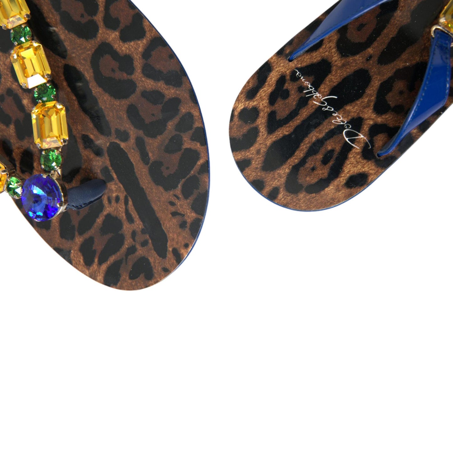 Dolce & Gabbana Blue Crystals Flats Sandals Beachwear Shoes