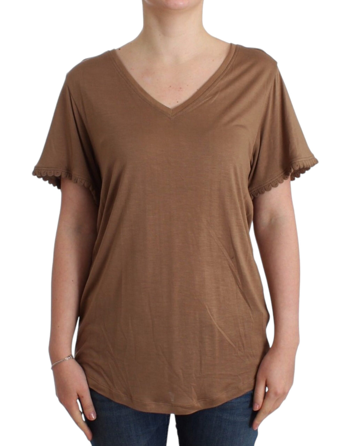 Brun John Galliano kortærmet T-shirt i rayon