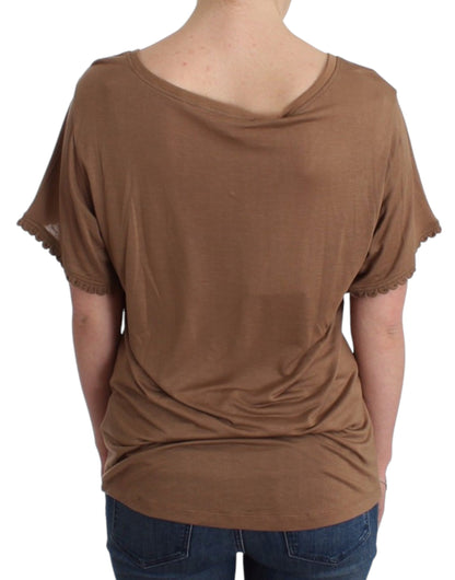 Brun John Galliano kortærmet T-shirt i rayon