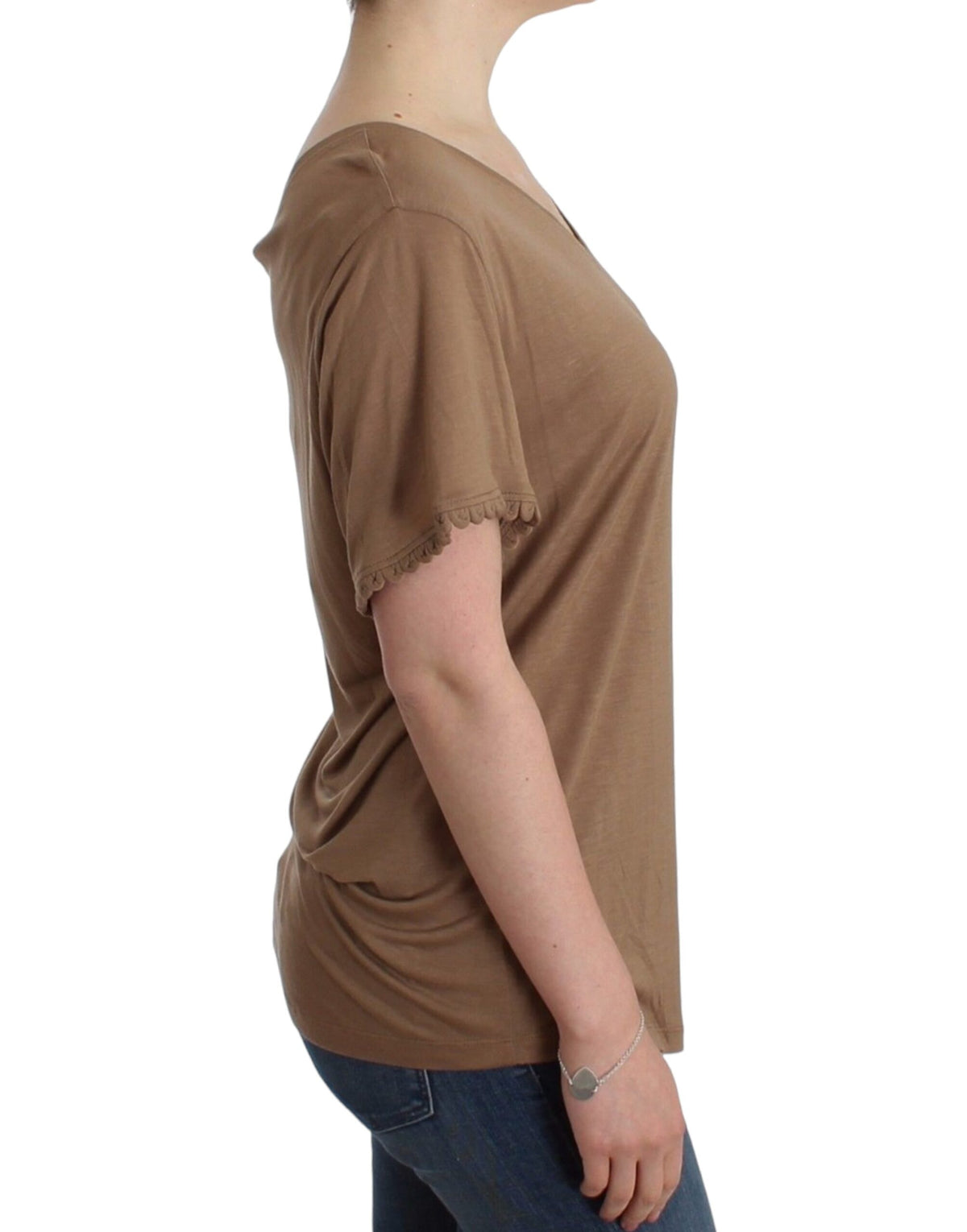 Brun John Galliano kortærmet T-shirt i rayon