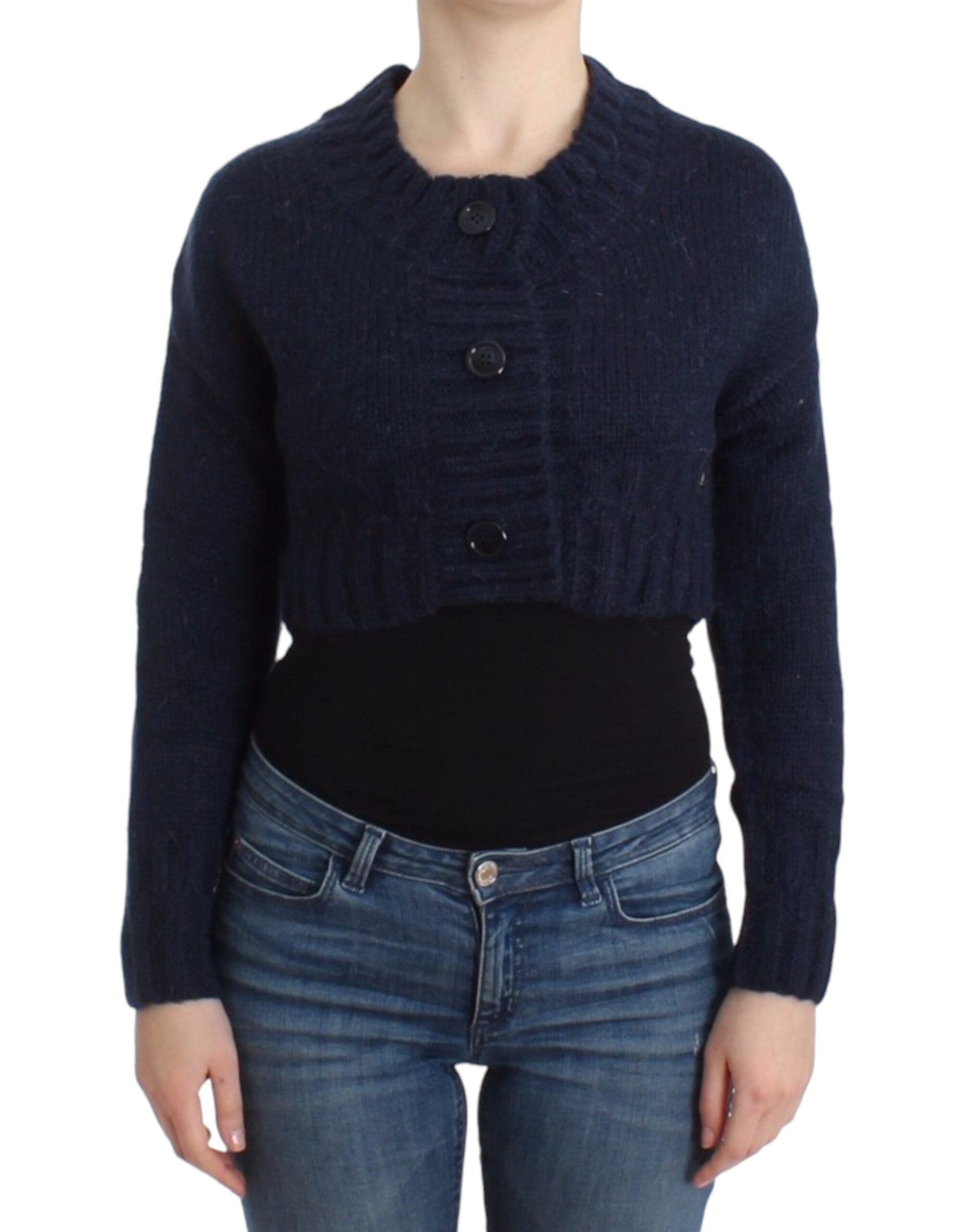 Blå John Galliano cropped cardigan i akryl og mohair