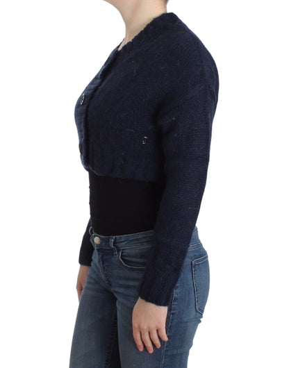 Blå John Galliano cropped cardigan i akryl og mohair