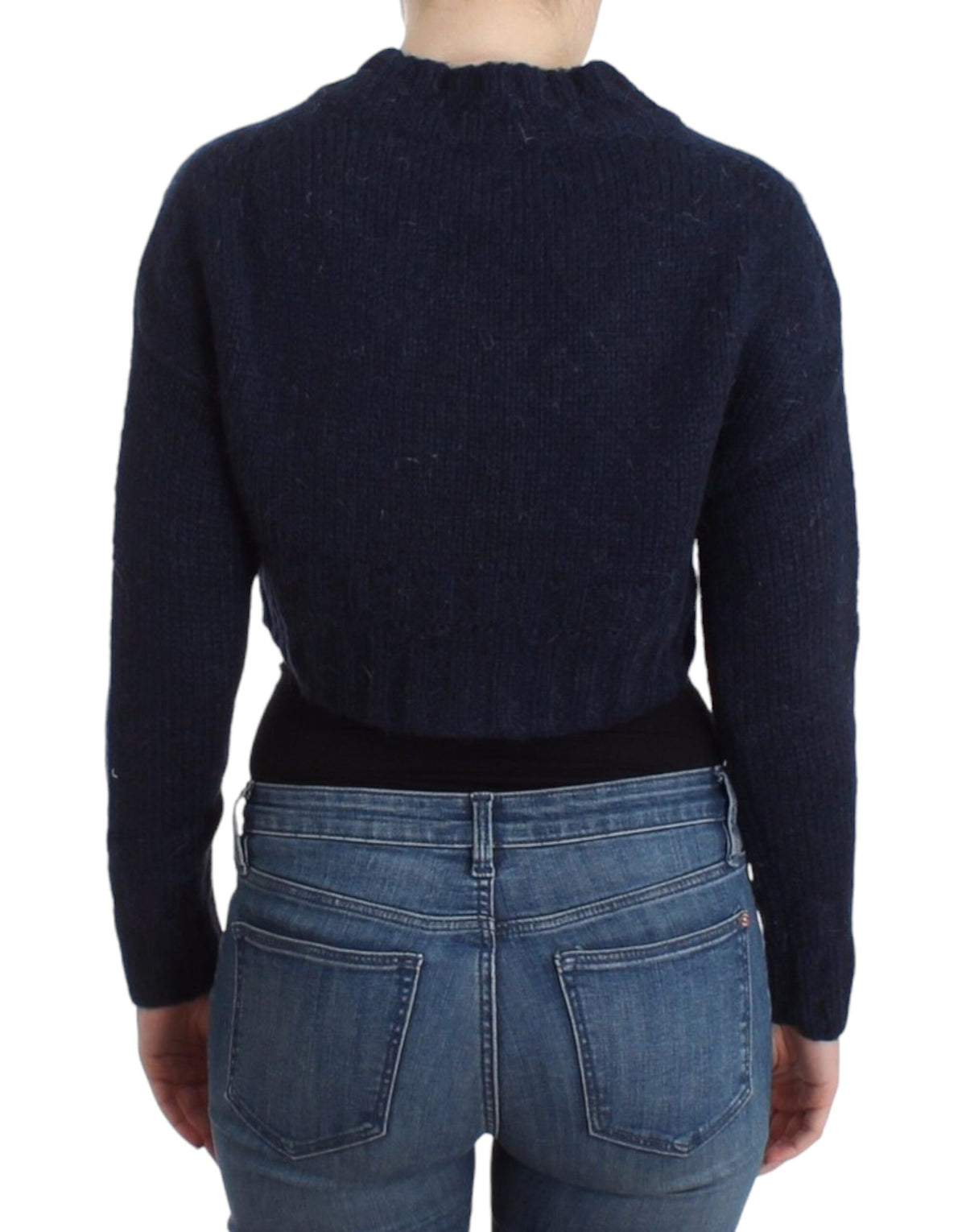 Blå John Galliano cropped cardigan i akryl og mohair