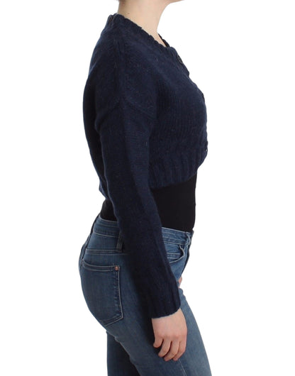 Blå John Galliano cropped cardigan i akryl og mohair