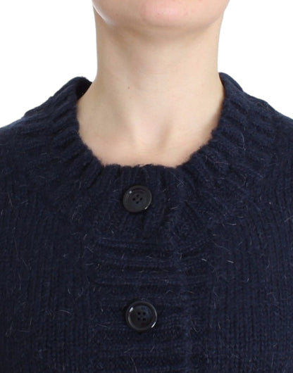 Blå John Galliano cropped cardigan i akryl og mohair