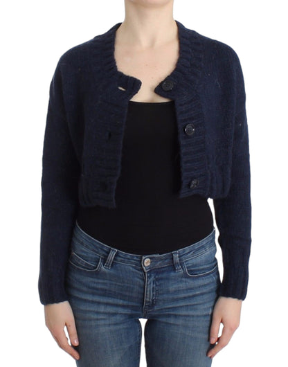 Blå John Galliano cropped cardigan i akryl og mohair
