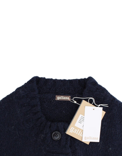 Blå John Galliano cropped cardigan i akryl og mohair