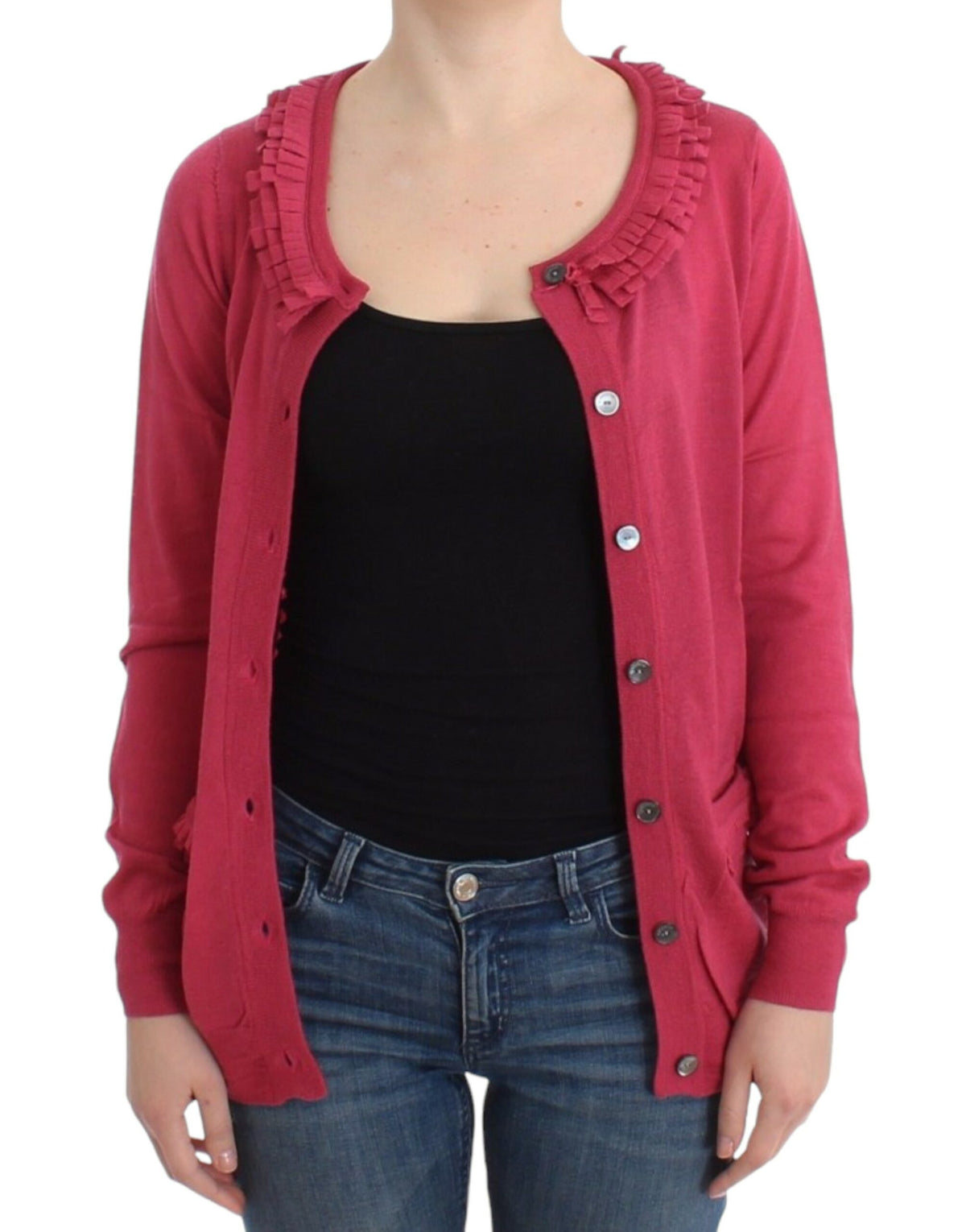 John Galliano pink cardigan i uld