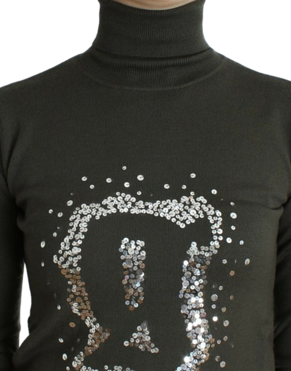 Grøn John Galliano rullekravesweater i jomfruuld