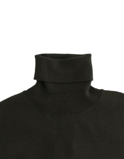 Grøn John Galliano rullekravesweater i jomfruuld