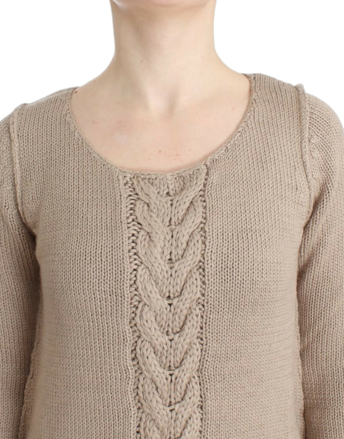 Beige strikket Class Roberto Cavalli sweater i uld og akryl
