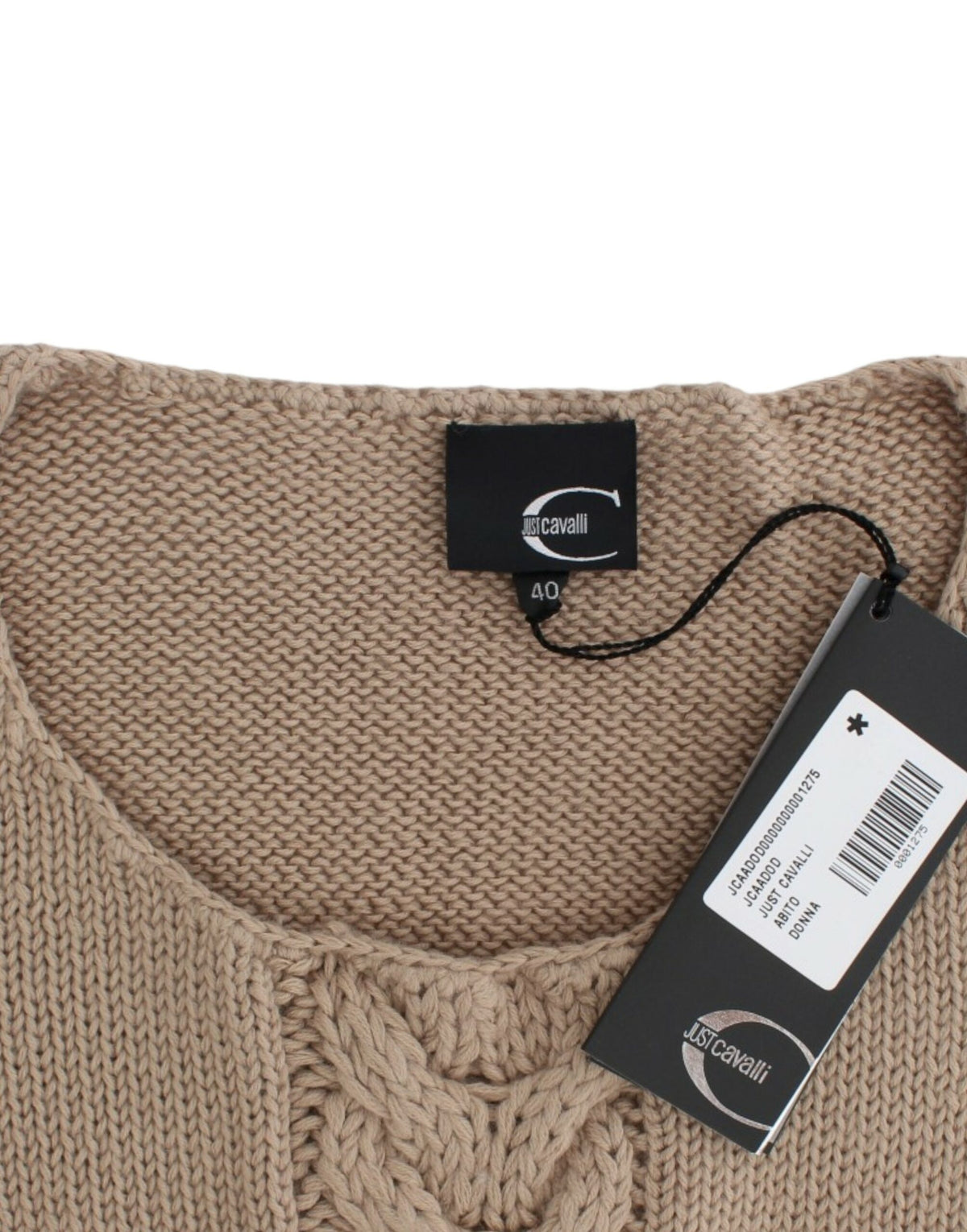 Beige strikket Class Roberto Cavalli sweater i uld og akryl