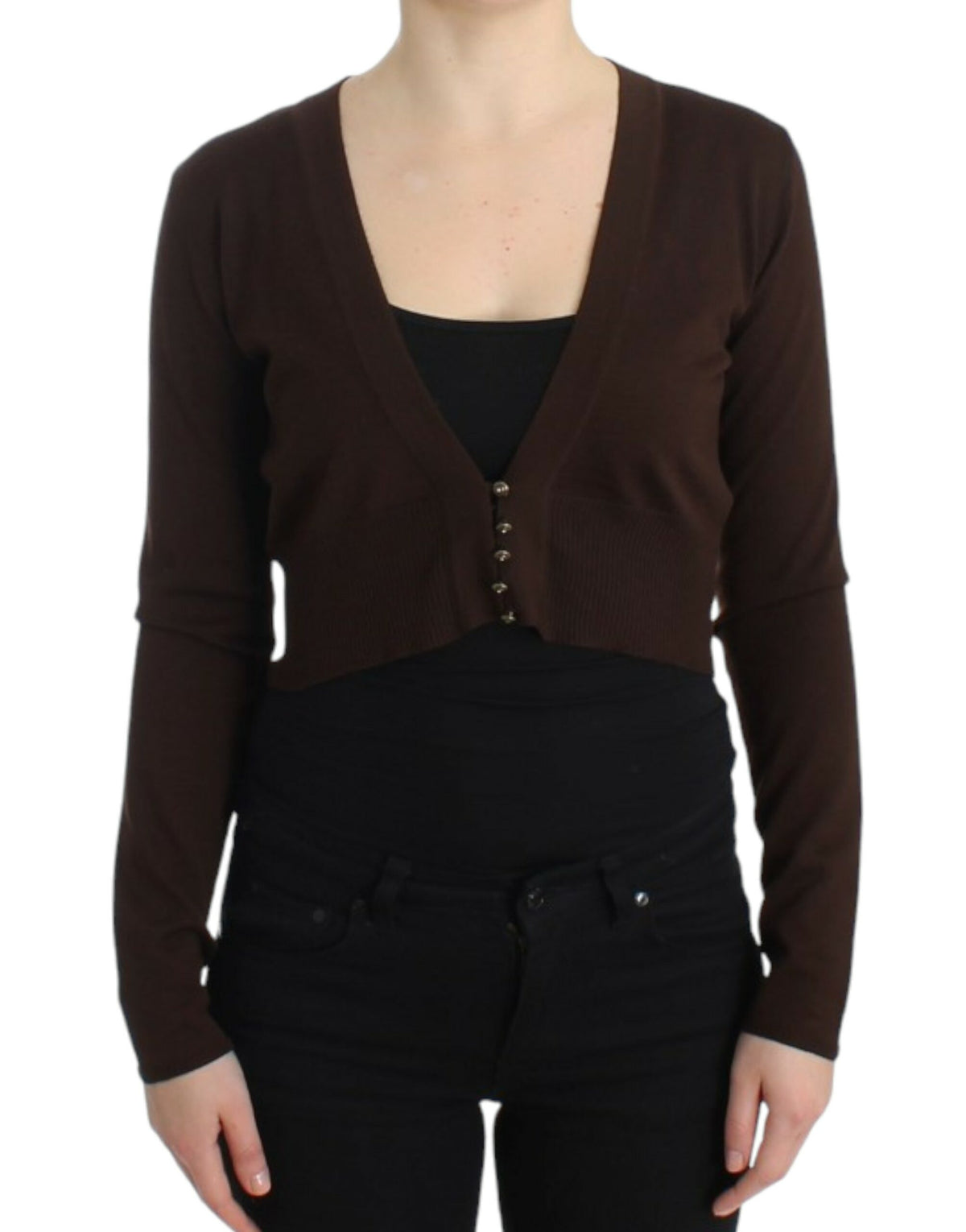 Brun Class Roberto Cavalli kort cardigan i jomfruuld