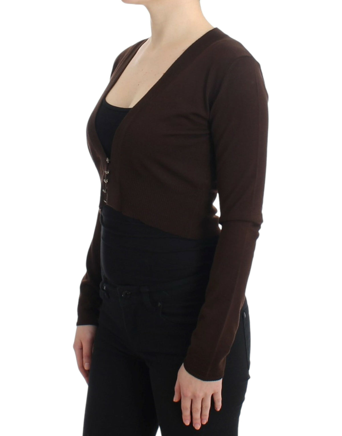 Brun Class Roberto Cavalli kort cardigan i jomfruuld