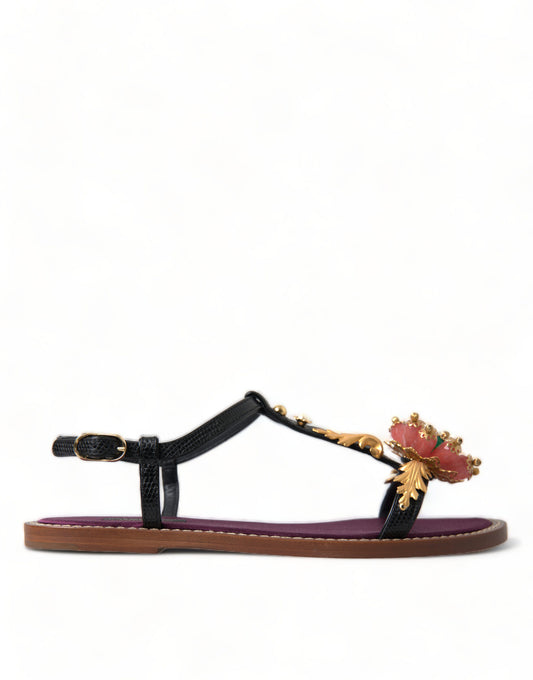 Sorte Dolce & Gabbana sandaler i læder