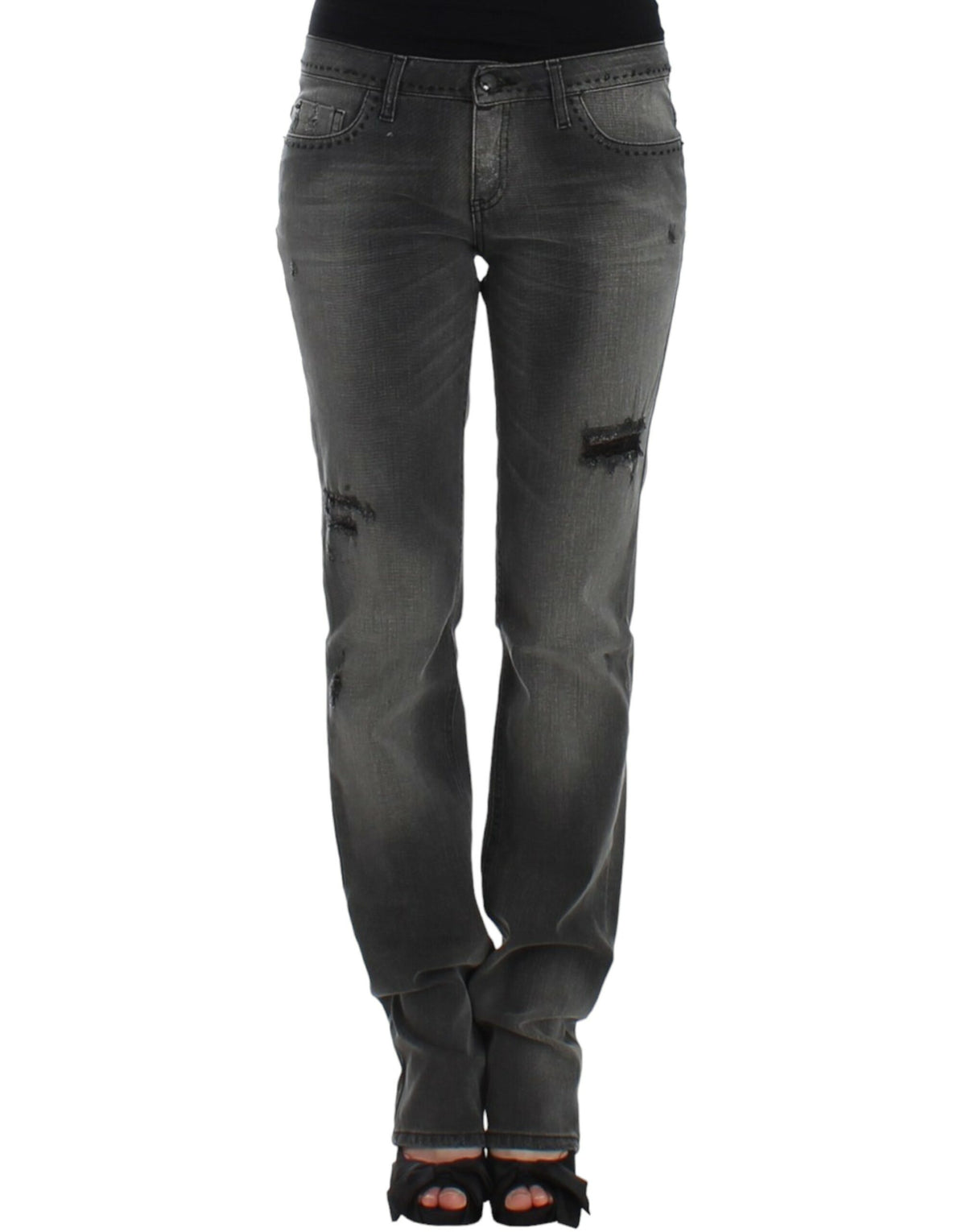 Grå C’N’C Costume National jeans med lige ben i bomuld og elastan
