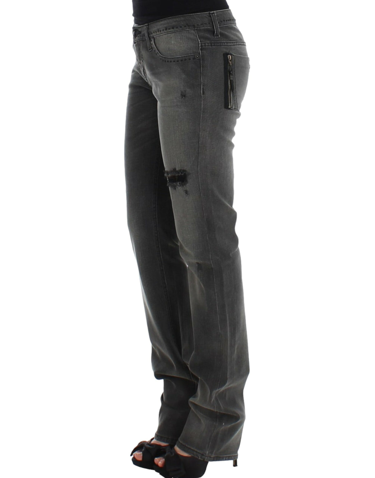 Grå C’N’C Costume National jeans med lige ben i bomuld og elastan