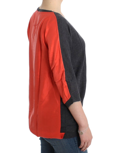 Grå og orange Costume National C’N’C kortærmet sweater i alpaka, uld og nylon