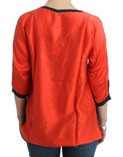 Grå og orange Costume National C’N’C kortærmet sweater i alpaka, uld og nylon