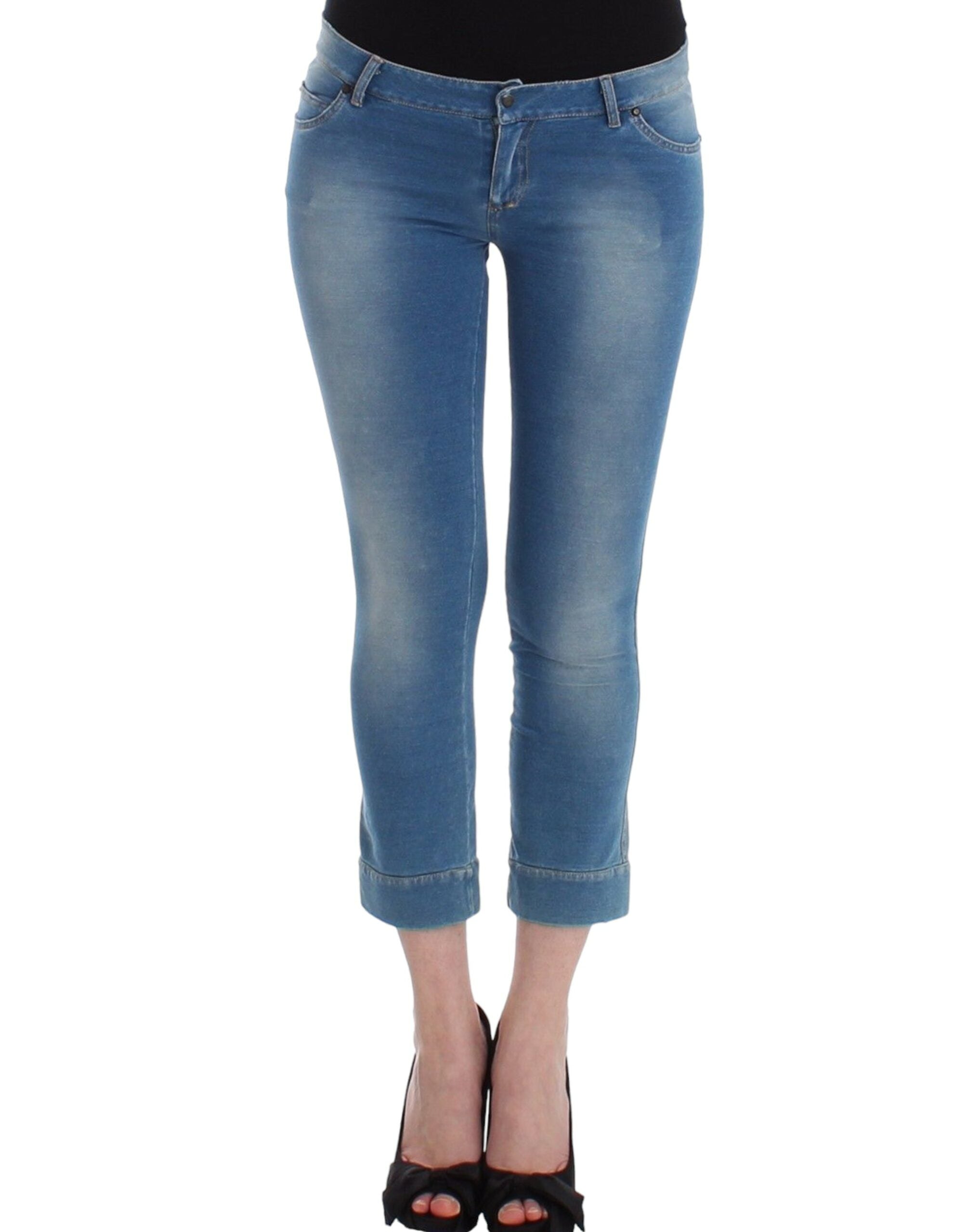 Blå Ermanno Scervino Beachwear capri-jeans i bomuld, nylon og elastan
