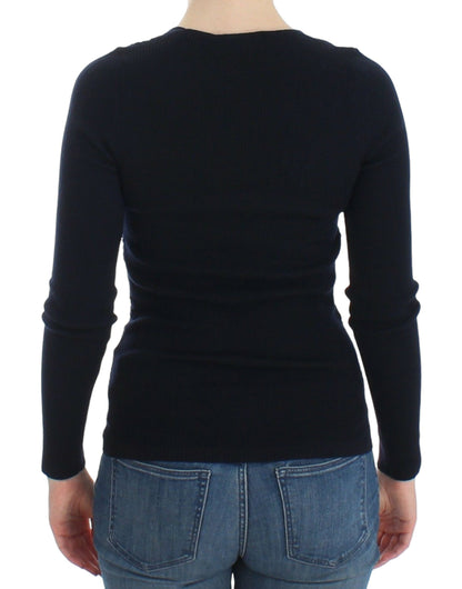 Ermanno Scervino blå strikket sweater i uldblanding