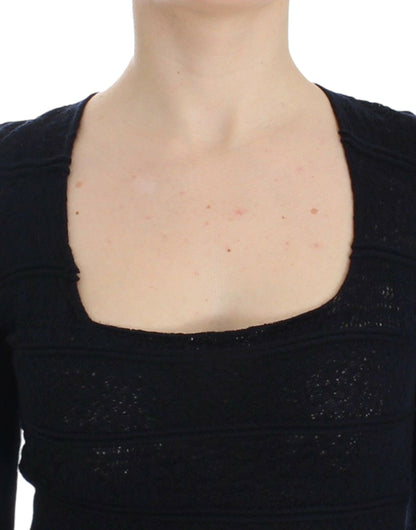 Ermanno Scervino blå strikket sweater i uldblanding