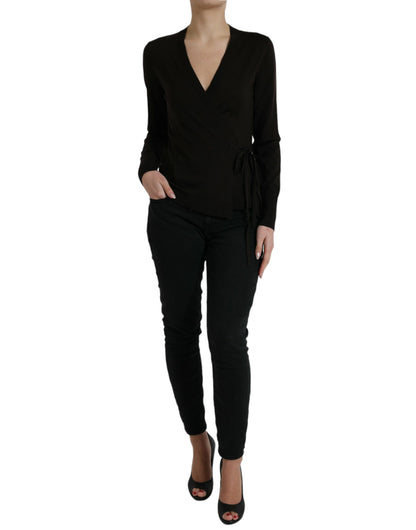 Dolce & Gabbana Crossed cardigan i jomfruuld – sort