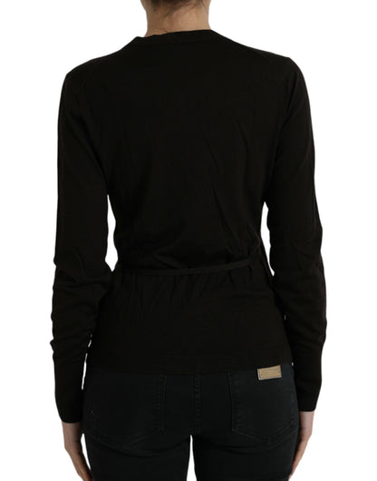 Dolce & Gabbana Crossed cardigan i jomfruuld – sort