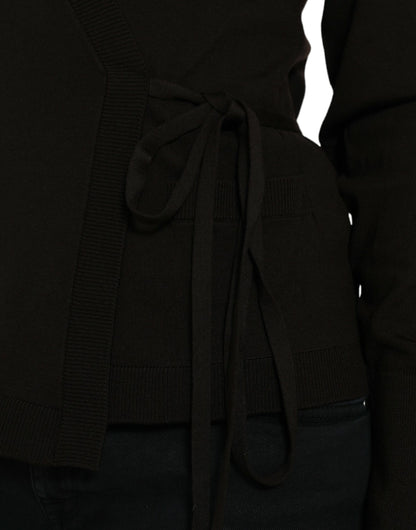 Dolce & Gabbana Crossed cardigan i jomfruuld – sort