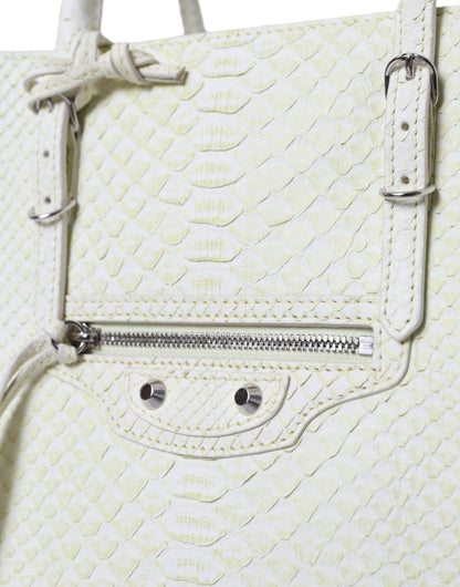 Balenciaga White Yellow Exotic Skin Leather Shopping Tote PAPIER Bag