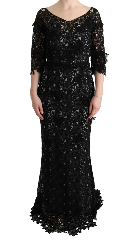 Sort Dolce & Gabbana maxikjole i bomuld og silke