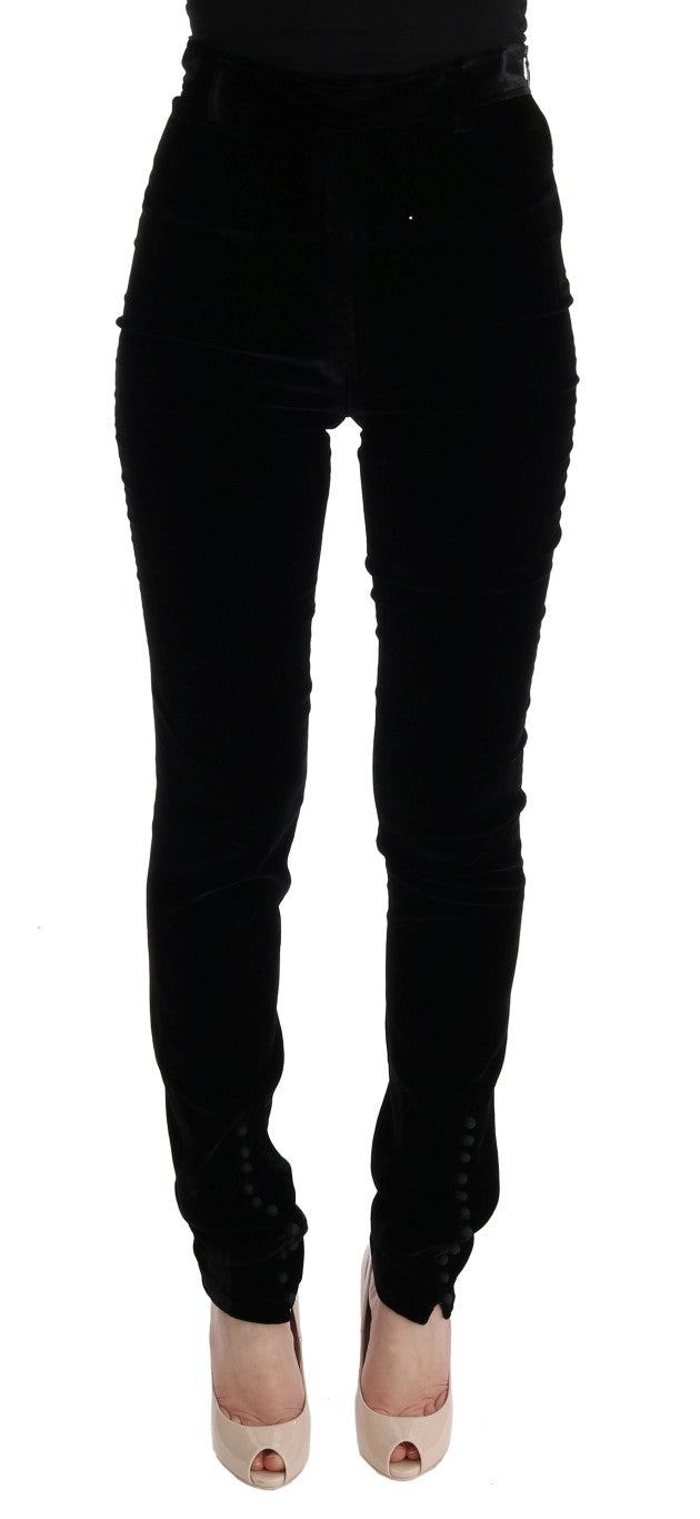 Ermanno Scervino sorte slim fit fløjlsbukser