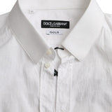 Dolce & Gabbana White Cotton Long Sleeve Dress GOLD Shirt