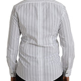 Dolce & Gabbana Black White Striped Formal Dress GOLD Shirt