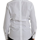 Dolce & Gabbana White Logo Cotton Men Dress GOLD Shirt